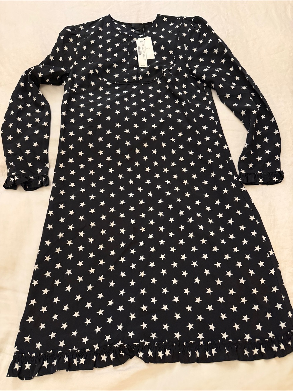 J.Crew Collection Silk Star Print Long Sleeve Dress size 00